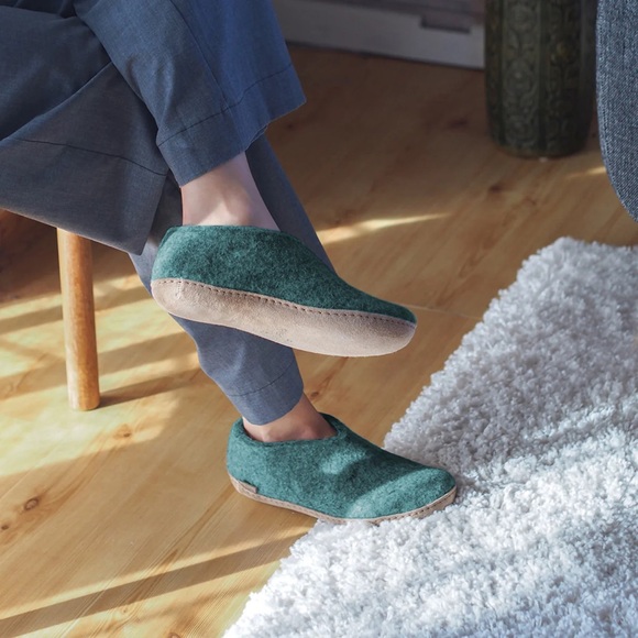 Glerups Petrol Blue Wool Slippers, New in Box - Picture 8 of 9